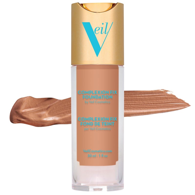 Veil Cosmetics Complexion Fix Liquid Foundation â€“ Buildable Coverage â€“ Water-Resistant, Hypoallergenic, Oil-Free, Cruelty-Free & Vegan â€“ Lightweight & Brightening â€“ Long Lasting (3N Medium Neutral) - Image 1